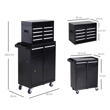 Workshop Tool Cabinet Toolbox with 5 Drawers 360° Casters Metal 60 x 28 x 104.5 cm