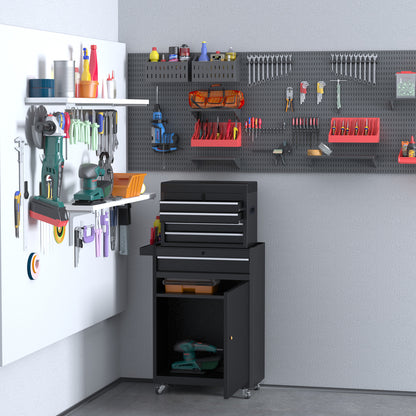Workshop Tool Cabinet Toolbox with 5 Drawers 360° Casters Metal 60 x 28 x 104.5 cm