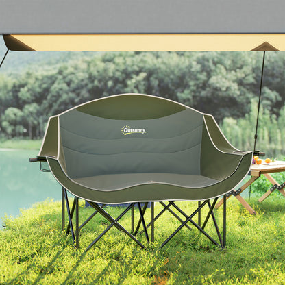 2-Person Folding Camping Chair with Cup Holders and Carry Bag — Padded Double Seat, Lightweight, Heavy-Duty up to 250 kg