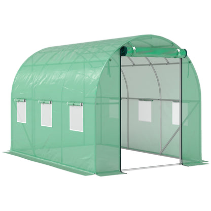 Greenhouse 200x300x200cm Polyethylene Greenhouse Tomato House with Door, 6 Windows, Galvanized Steel Foil Tunnel, 170g/m² PE, Stable Plant Tunnel, Greenhouse Including Ground Anchors & Ropes, Green