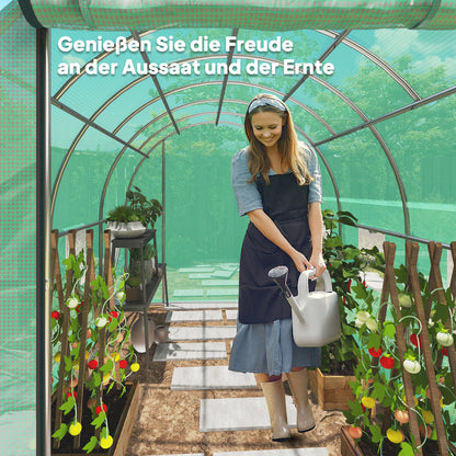 Greenhouse 200x300x200cm Polyethylene Greenhouse Tomato House with Door, 6 Windows, Galvanized Steel Foil Tunnel, 170g/m² PE, Stable Plant Tunnel, Greenhouse Including Ground Anchors & Ropes, Green