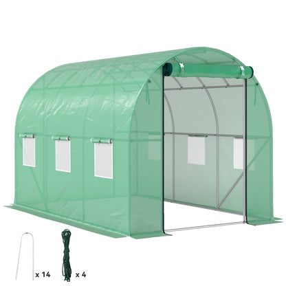 Greenhouse 200x300x200cm Polyethylene Greenhouse Tomato House with Door, 6 Windows, Galvanized Steel Foil Tunnel, 170g/m² PE, Stable Plant Tunnel, Greenhouse Including Ground Anchors & Ropes, Green