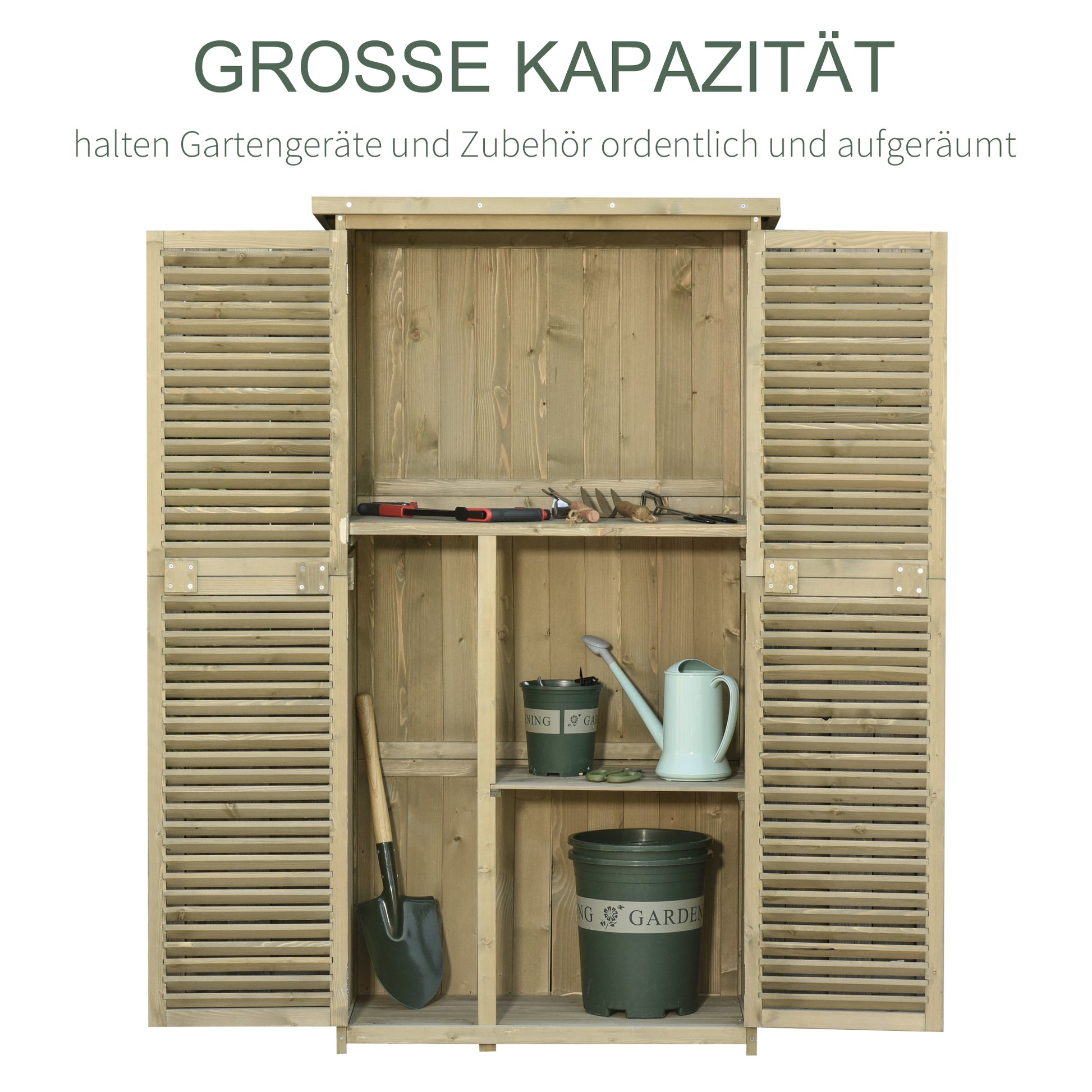 Garden Cabinet Wood Tool Shed Equipment House with Asphalt Roof Slatted Door Tool Cabinet Shed Garden 4 Compartments Gray 87 x 46.5 x 160 cm