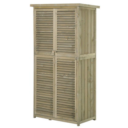 Garden Cabinet Wood Tool Shed Equipment House with Asphalt Roof Slatted Door Tool Cabinet Shed Garden 4 Compartments Gray 87 x 46.5 x 160 cm