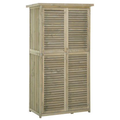 Garden Cabinet Wood Tool Shed Equipment House with Asphalt Roof Slatted Door Tool Cabinet Shed Garden 4 Compartments Gray 87 x 46.5 x 160 cm