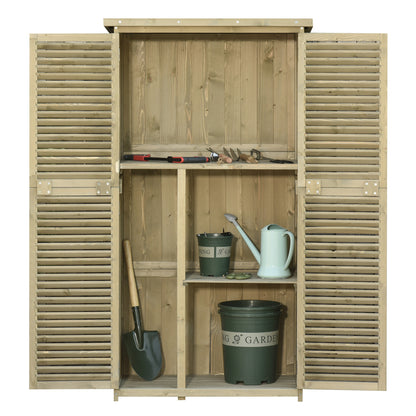 Garden Cabinet Wood Tool Shed Equipment House with Asphalt Roof Slatted Door Tool Cabinet Shed Garden 4 Compartments Gray 87 x 46.5 x 160 cm