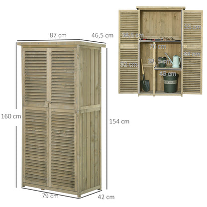 Garden Cabinet Wood Tool Shed Equipment House with Asphalt Roof Slatted Door Tool Cabinet Shed Garden 4 Compartments Gray 87 x 46.5 x 160 cm