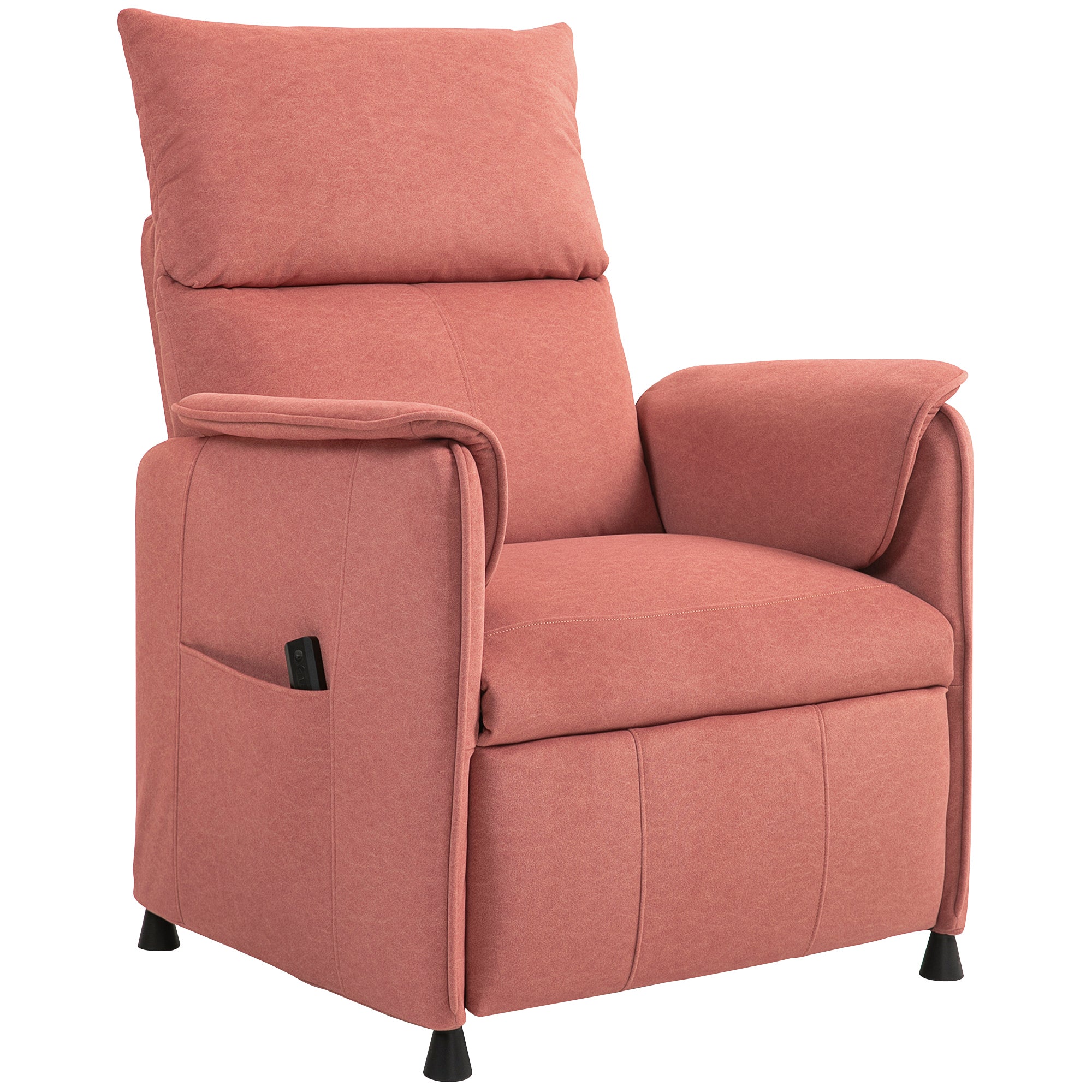 Electric Reclining Relax Armchair with Memory Function Remote Control Side Pockets Pet-Friendly Fabric for Bedroom Living Room Orange