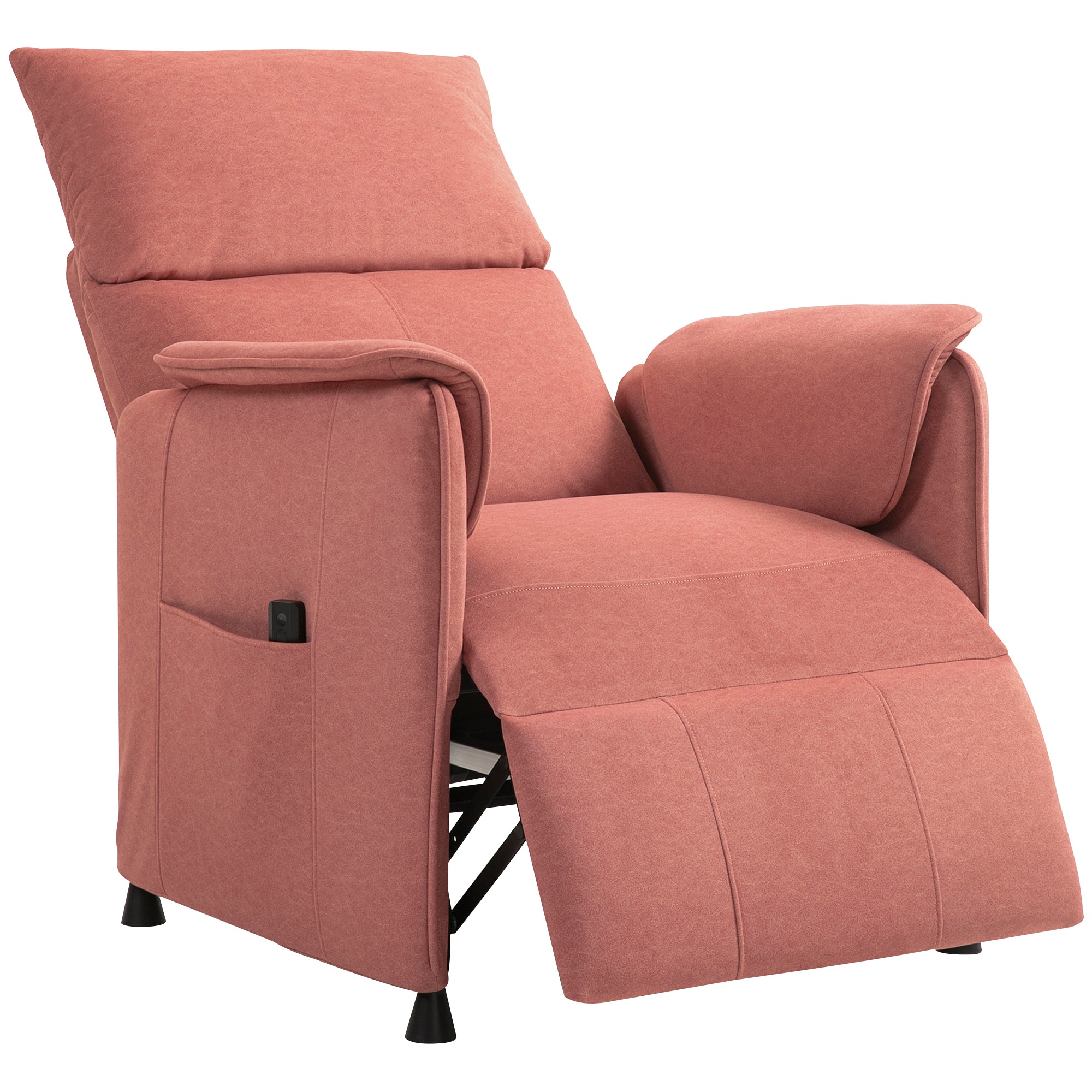 Electric Reclining Relax Armchair with Memory Function Remote Control Side Pockets Pet-Friendly Fabric for Bedroom Living Room Orange