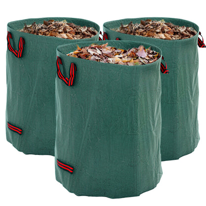 Garden Bag 3x300L Waterproof Garden Waste Bag with Handles, Stable Leaf Bag, Self-standing Garden Bags with UV protection, Reusable Garden Waste Bags for Green Waste
