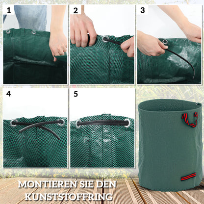 Garden Bag 3x300L Waterproof Garden Waste Bag with Handles, Stable Leaf Bag, Self-standing Garden Bags with UV protection, Reusable Garden Waste Bags for Green Waste