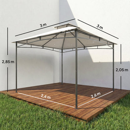 10 ft x 10 ft Waterproof Garden Gazebo — Double Roof, Retractable Top Frame, UPF 50+, Cream White