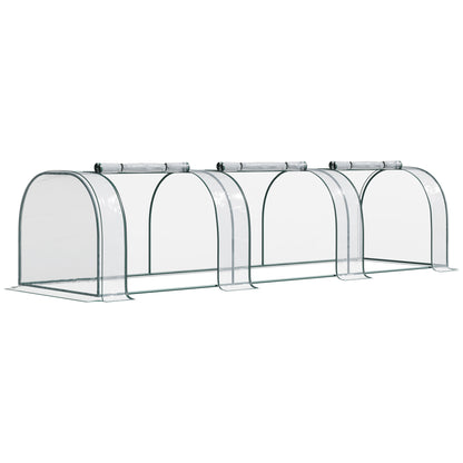 Small Greenhouse 137.8x39.4x31.5 inches Garden Greenhouse with 3 Roll-Up Windows Steel Frame for Crops Plants Flowers Clear