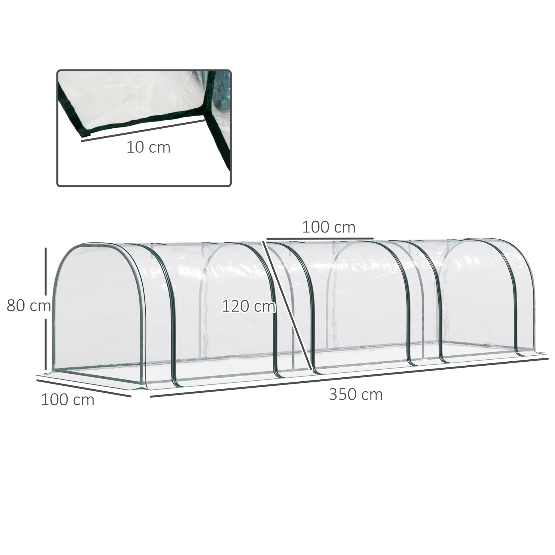 Small Greenhouse 137.8x39.4x31.5 inches Garden Greenhouse with 3 Roll-Up Windows Steel Frame for Crops Plants Flowers Clear