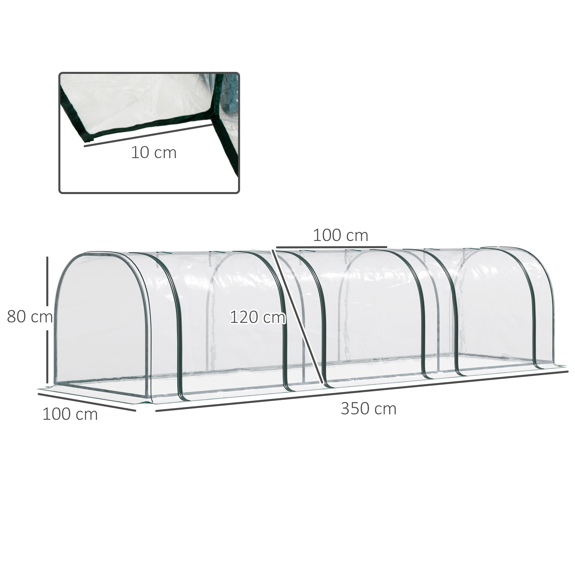 Small Greenhouse 137.8x39.4x31.5 inches Garden Greenhouse with 3 Roll-Up Windows Steel Frame for Crops Plants Flowers Clear