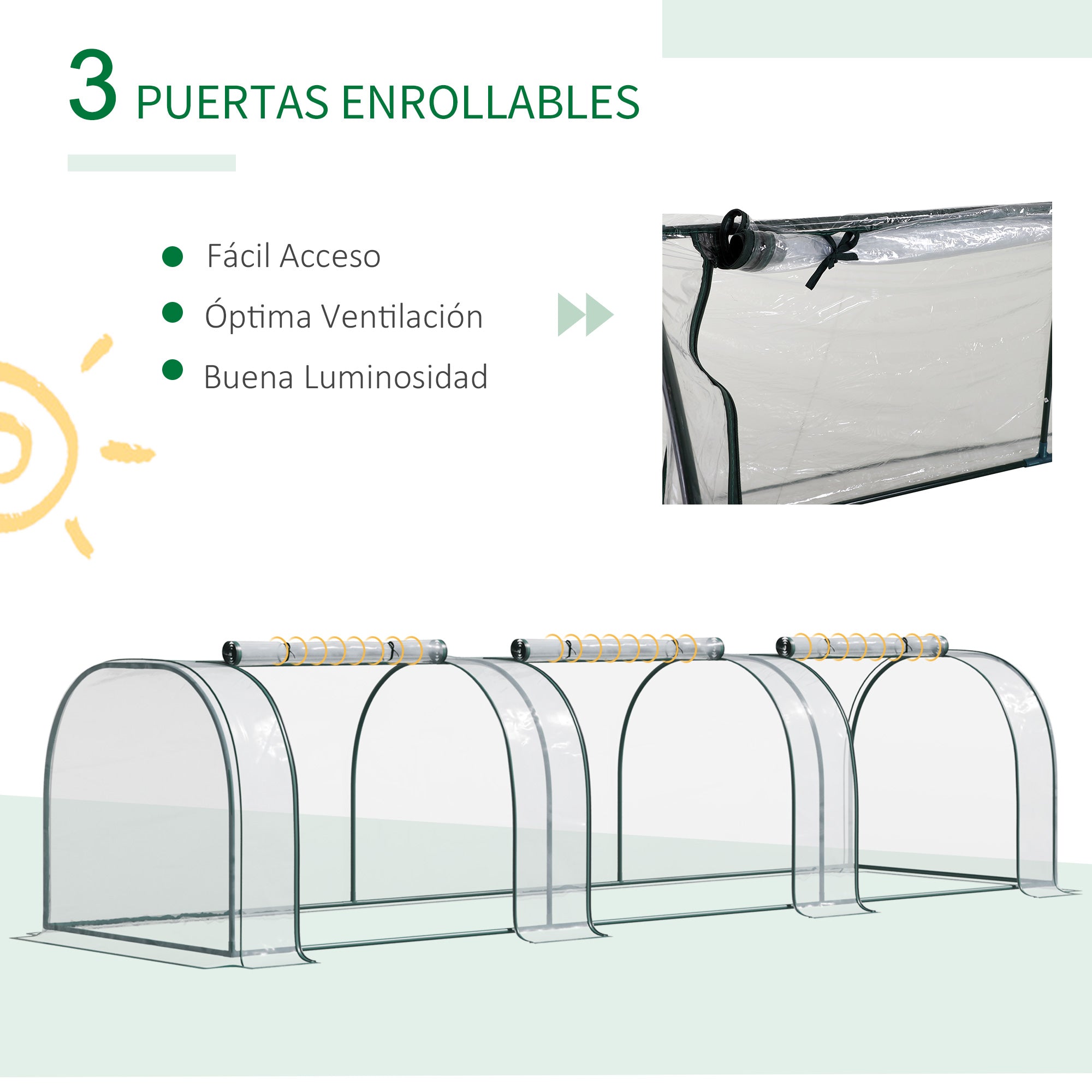 Small Greenhouse 137.8x39.4x31.5 inches Garden Greenhouse with 3 Roll-Up Windows Steel Frame for Crops Plants Flowers Clear