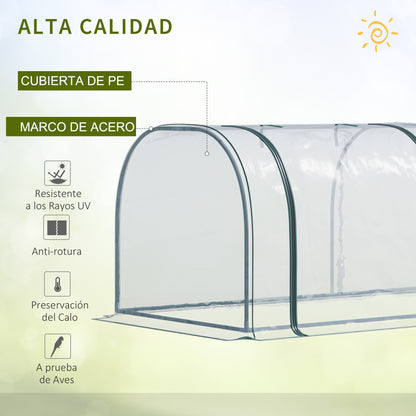 Small Greenhouse 137.8x39.4x31.5 inches Garden Greenhouse with 3 Roll-Up Windows Steel Frame for Crops Plants Flowers Clear