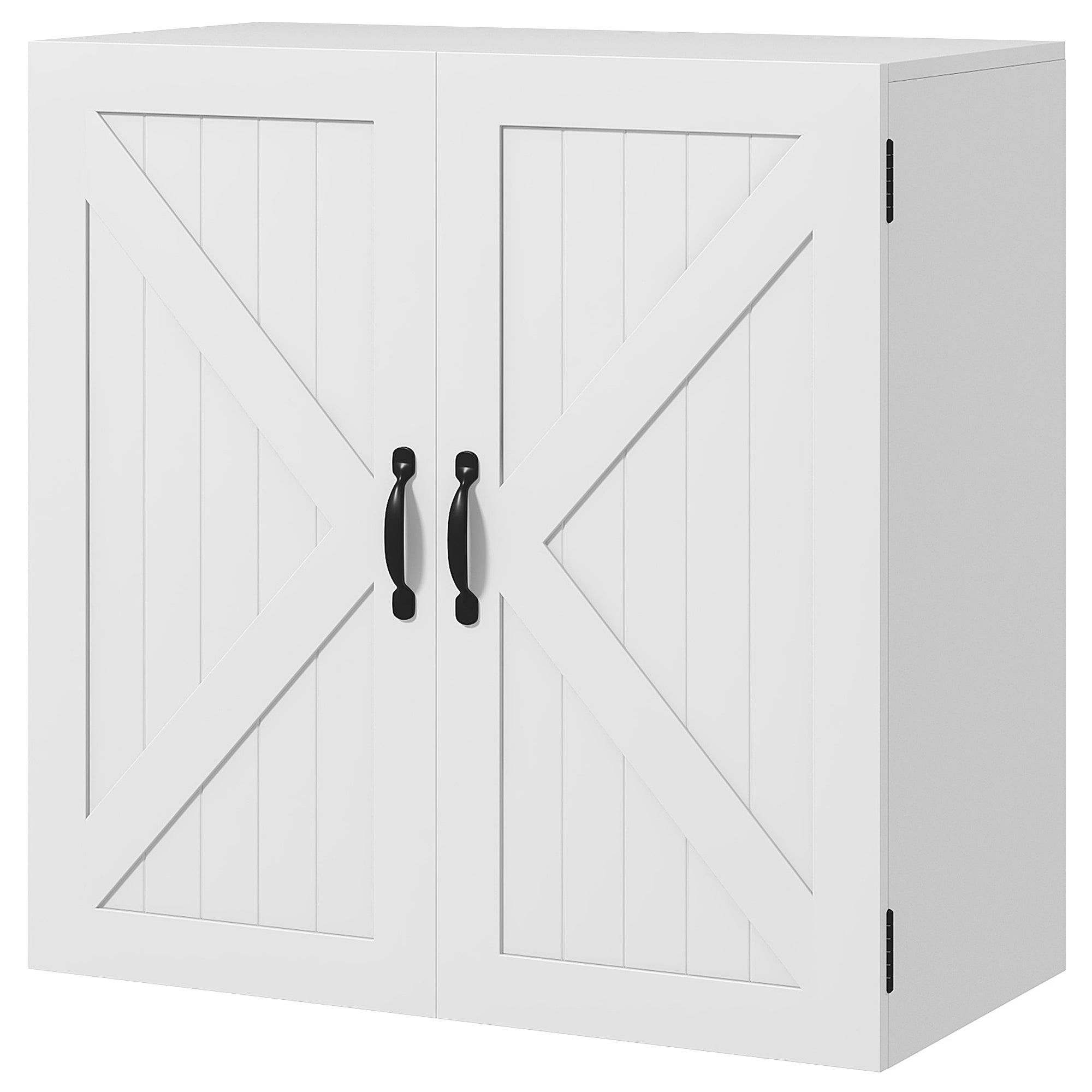 Wooden Bathroom Wall Cabinet, Space-Saving Country Style with Adjustable Shelf, 60x30x60cm, White