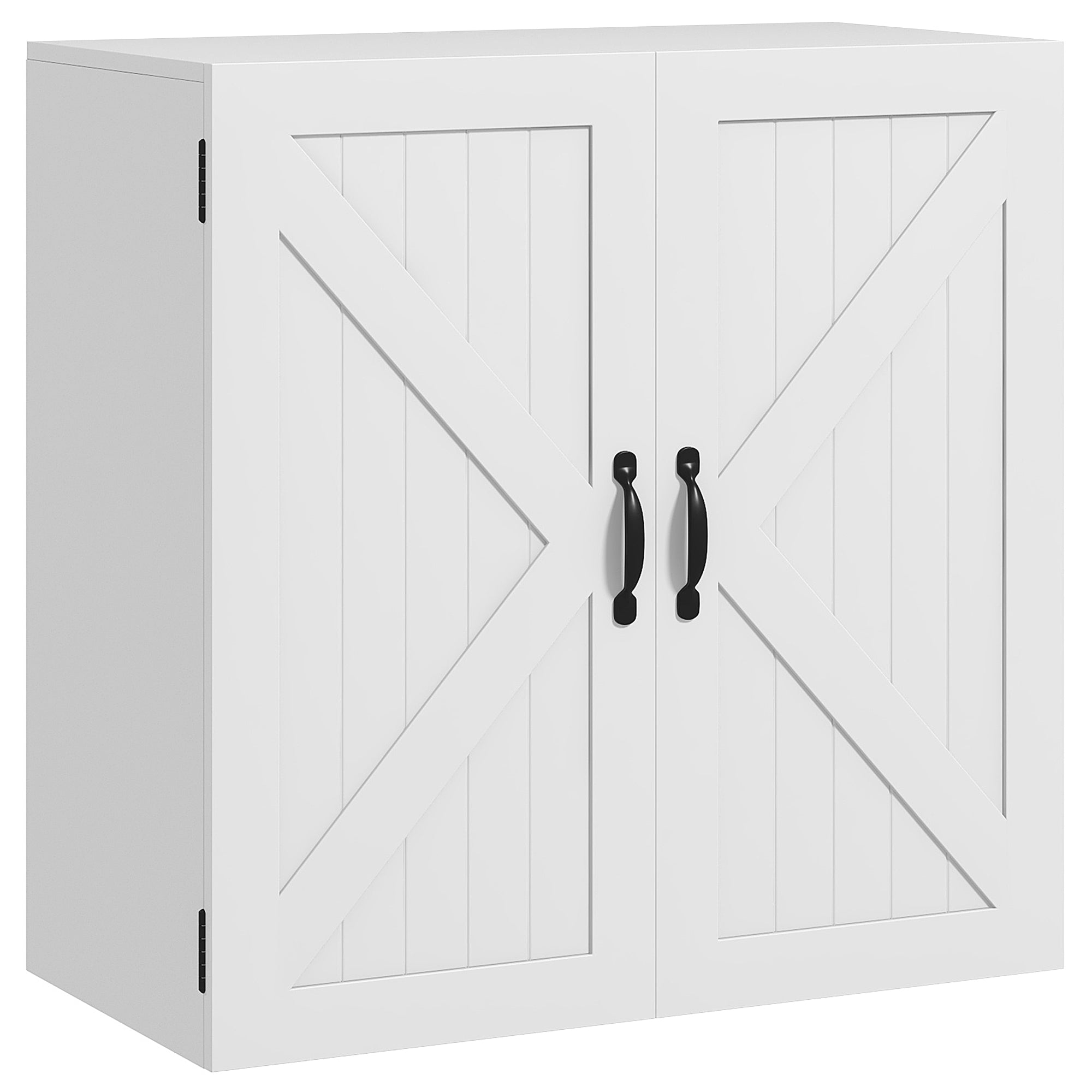 Wooden Bathroom Wall Cabinet, Space-Saving Country Style with Adjustable Shelf, 60x30x60cm, White