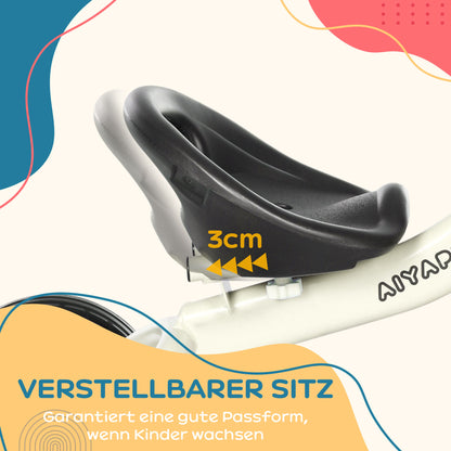 Tricycle, Kids Bike with Adjustable Seat, Training Bike with Basket, Bell, Pedal Bike for Children 2-5 Years, Metal, White