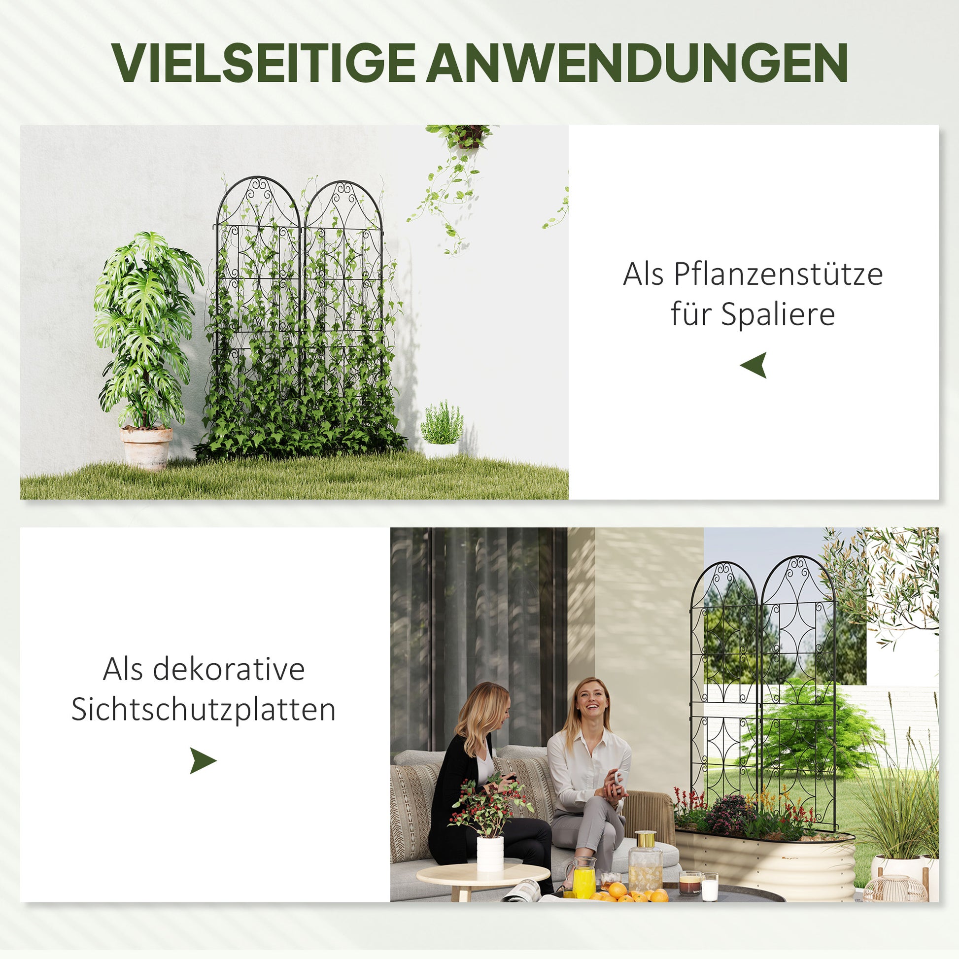 Metal Trellis 2 Pack for Insertion Rust-resistant Trellis for Climbing Plants 50x150 cm Garden Lattice for Indoor Plants Plant Trellis for Tomatoes Vegetables Flowers Climbing Plants Black