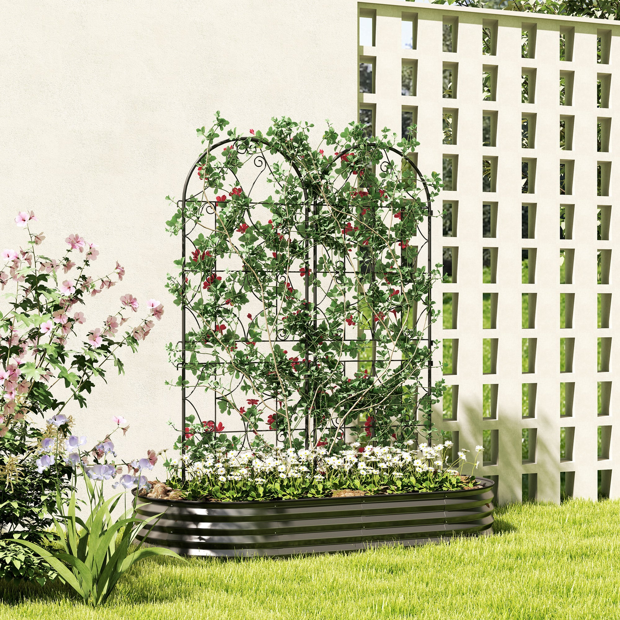 Metal Trellis 2 Pack for Insertion Rust-resistant Trellis for Climbing Plants 50x150 cm Garden Lattice for Indoor Plants Plant Trellis for Tomatoes Vegetables Flowers Climbing Plants Black