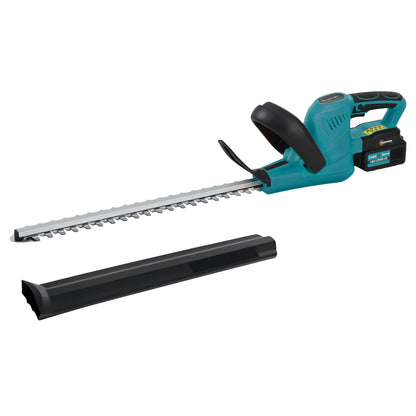 Electric Hedge Trimmer with 2 Batteries 3 AH and 0.8A Charger, Cordless Hedge Trimmer with 51 cm Cutting Length, for Branches, Shrubs, and Twigs, Blue