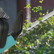 Electric Hedge Trimmer with 2 Batteries 3 AH and 0.8A Charger, Cordless Hedge Trimmer with 51 cm Cutting Length, for Branches, Shrubs, and Twigs, Blue