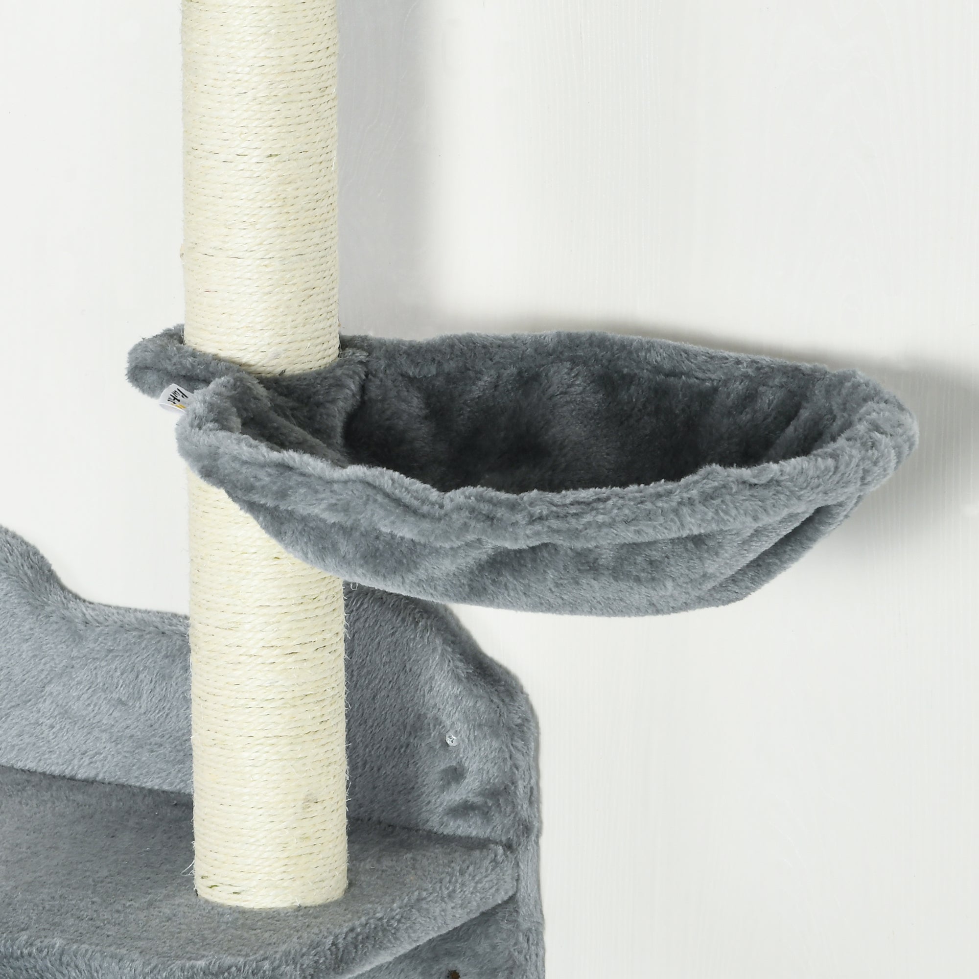 Cat Climbing Wall, 4 pieces, Cat climbing wall, including 1 x Jump Tower, 3 x Scratching Posts, Climbing wall set, Scratch tree with hammock, wall bed for cats, cat stairs, sisal, Gray+Beige