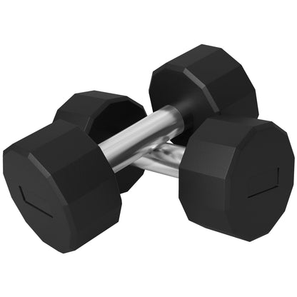 SPORTNOW Set of 2 12-Sided Dumbbells 2x12 kg in Metal and Rubber, Gym Dumbbell Set with Non-Slip Grip, 26x14x14 cm, Black