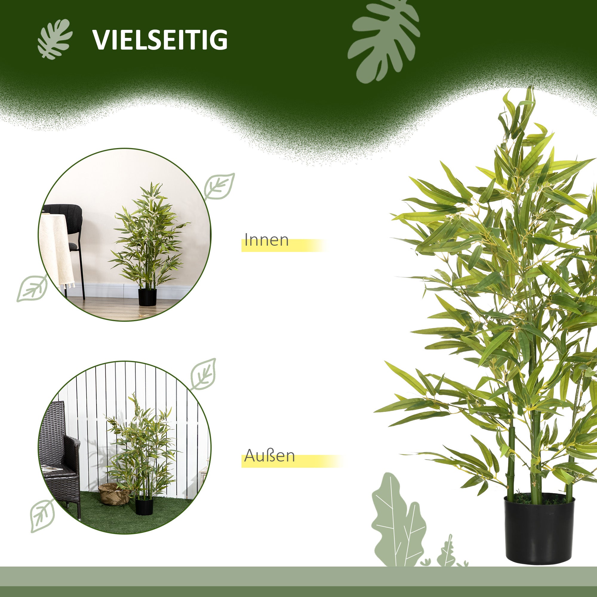 Artificial Bamboo Large 90 cm Fake Plant, Plastic Bamboo Artificial Plants Lifelike, Faux Bamboo in Pot Decor for Living Room, Bedroom, Garden