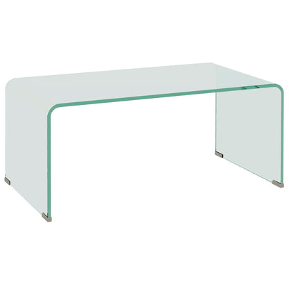 Transparent Glass Coffee Table Rectangular Modern Design Tempered Glass with Safe Rounded Edges 80 x 45 x 35 cm
