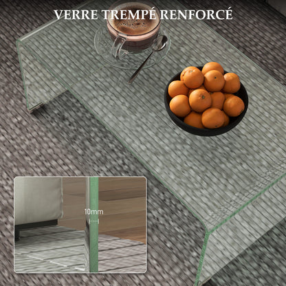 Transparent Glass Coffee Table Rectangular Modern Design Tempered Glass with Safe Rounded Edges 80 x 45 x 35 cm