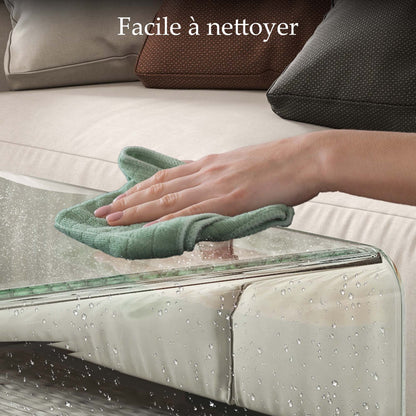 Transparent Glass Coffee Table Rectangular Modern Design Tempered Glass with Safe Rounded Edges 80 x 45 x 35 cm