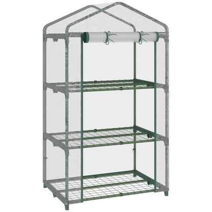 3-Tier Garden Greenhouse Terrace Greenhouse with 3 Shelves 1 Zippered Door for Planting Flowers Vegetables 69x49x125 cm Transparent