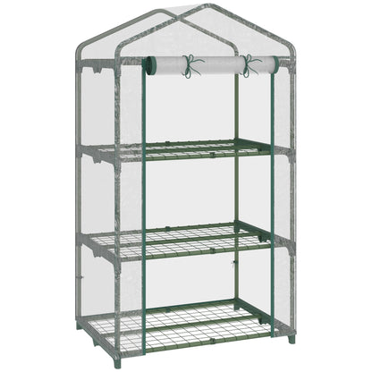 3-Tier Garden Greenhouse Terrace Greenhouse with 3 Shelves 1 Zippered Door for Planting Flowers Vegetables 69x49x125 cm Transparent