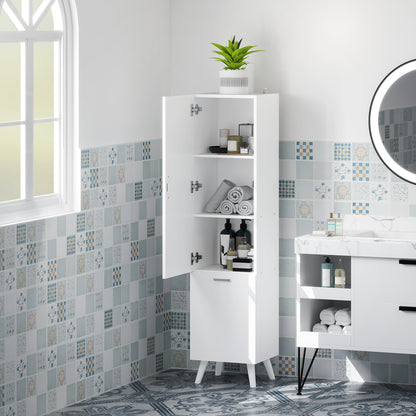 Bathroom Column Cabinet, Storage Cabinet with Door Cupboards, Bathroom Cabinet, Kitchen, Living Room, 35 x 31.5 x 144 cm, White