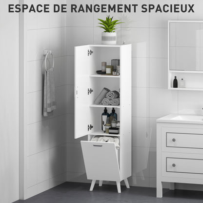 Bathroom Column Cabinet, Storage Cabinet with Door Cupboards, Bathroom Cabinet, Kitchen, Living Room, 35 x 31.5 x 144 cm, White