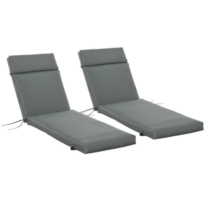 Pack 2 Lounger Cushions 77.17x21.65x3.15 inches Padded Mattress for Garden Chair Terrace Balcony Gray