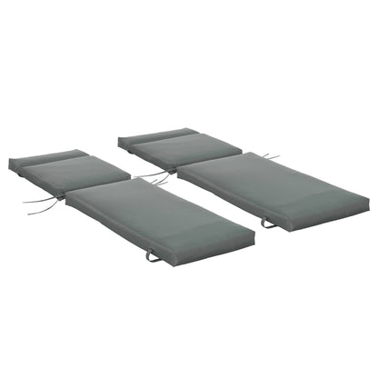 Pack 2 Lounger Cushions 77.17x21.65x3.15 inches Padded Mattress for Garden Chair Terrace Balcony Gray