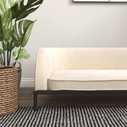 Dog Sofa Elevated Dog Bed 101.5 x 62 x 34.5 cm Removable Cushion Steel Legs Velvet Surface Cream White Black Dog Bed
