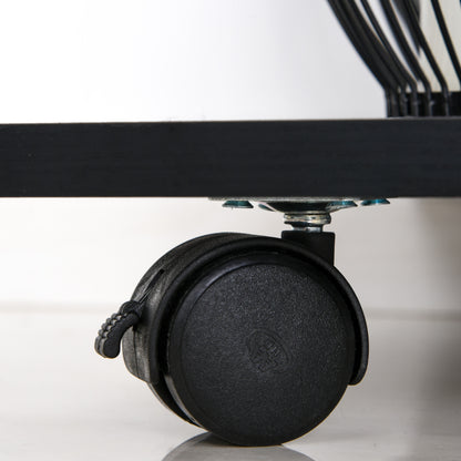 Printer Stand Desk Organizer with 2 Compartments Drawer CPU Space + Large Shelf Black Particle Board