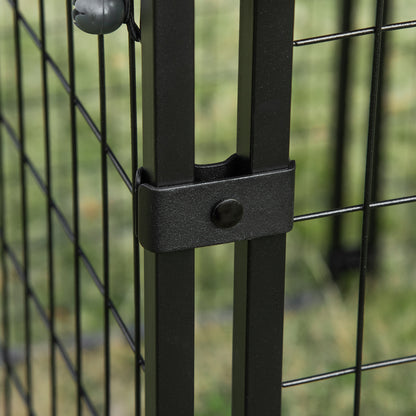 Foldable Steel Dog Pen with Cover, Pet Crate with Lockable Door, 8 Panel Run for Animals, 141x141x113cm, Black