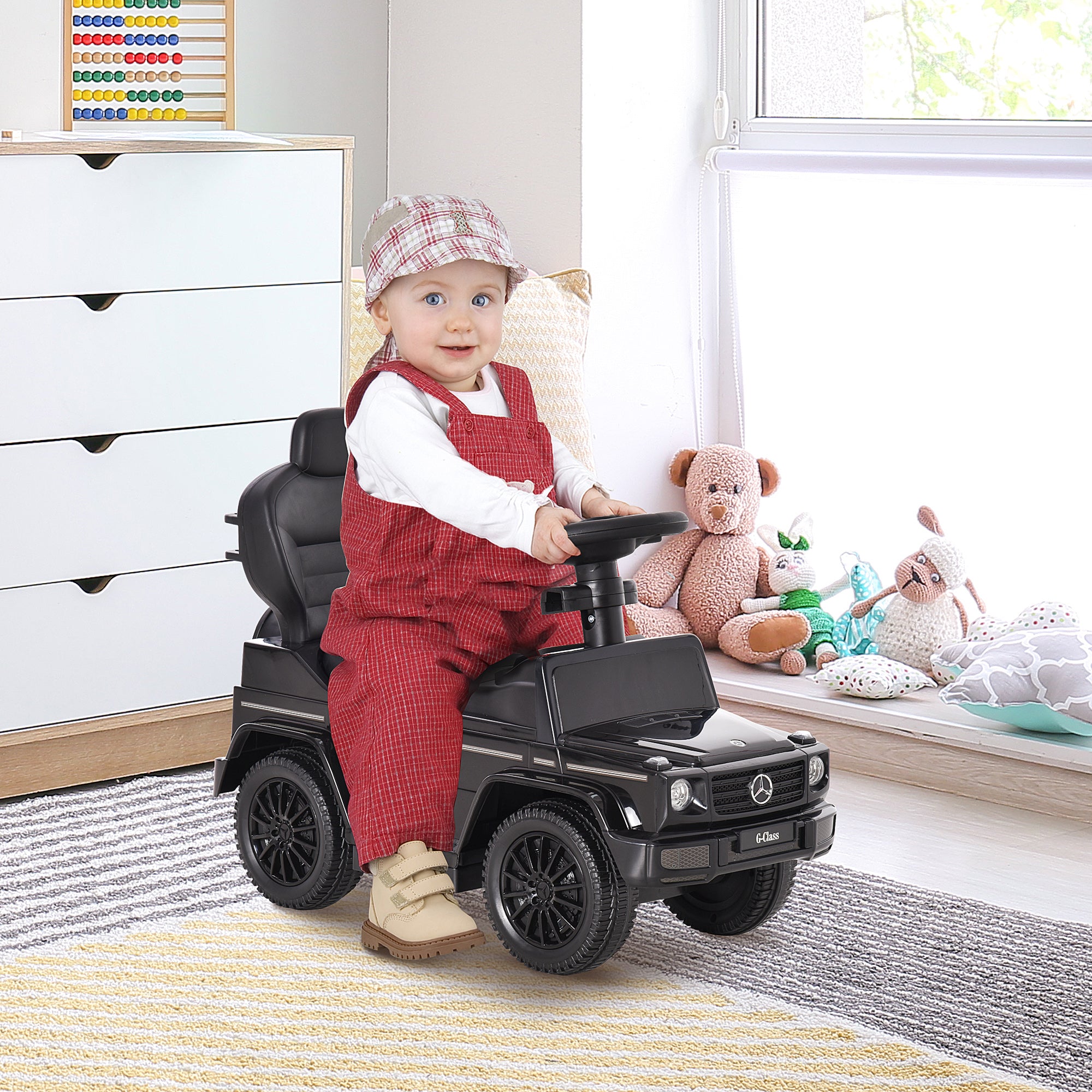 Ride-On Toy for Kids with Mercedes G350 License Ride-On Car for Kids 1-3 Years with Horn Removable Canopy and Guardrail Load 25 kg 85.5x40.5x95 cm Black