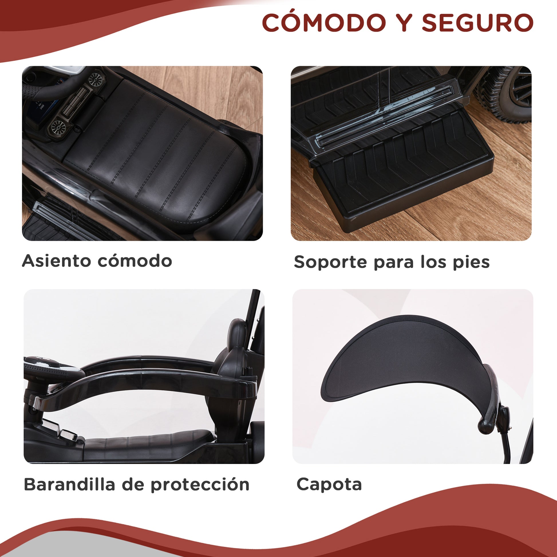 Ride-On Toy for Kids with Mercedes G350 License Ride-On Car for Kids 1-3 Years with Horn Removable Canopy and Guardrail Load 25 kg 85.5x40.5x95 cm Black