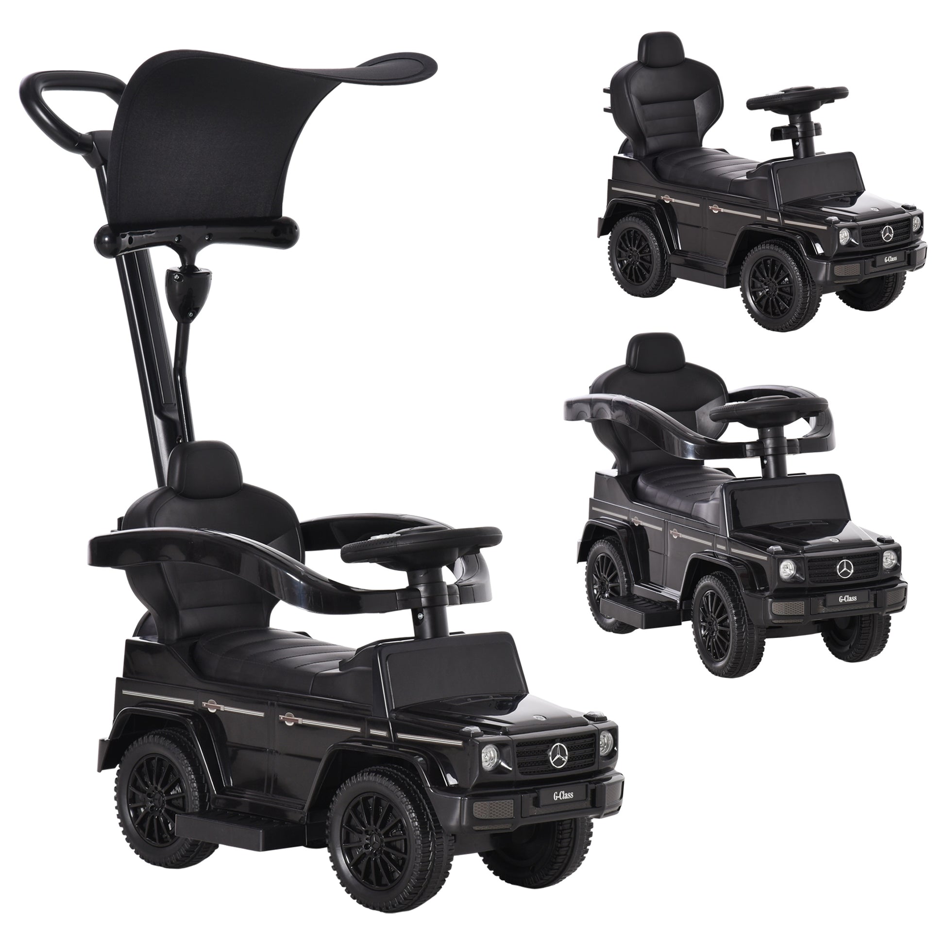 Ride-On Toy for Kids with Mercedes G350 License Ride-On Car for Kids 1-3 Years with Horn Removable Canopy and Guardrail Load 25 kg 85.5x40.5x95 cm Black