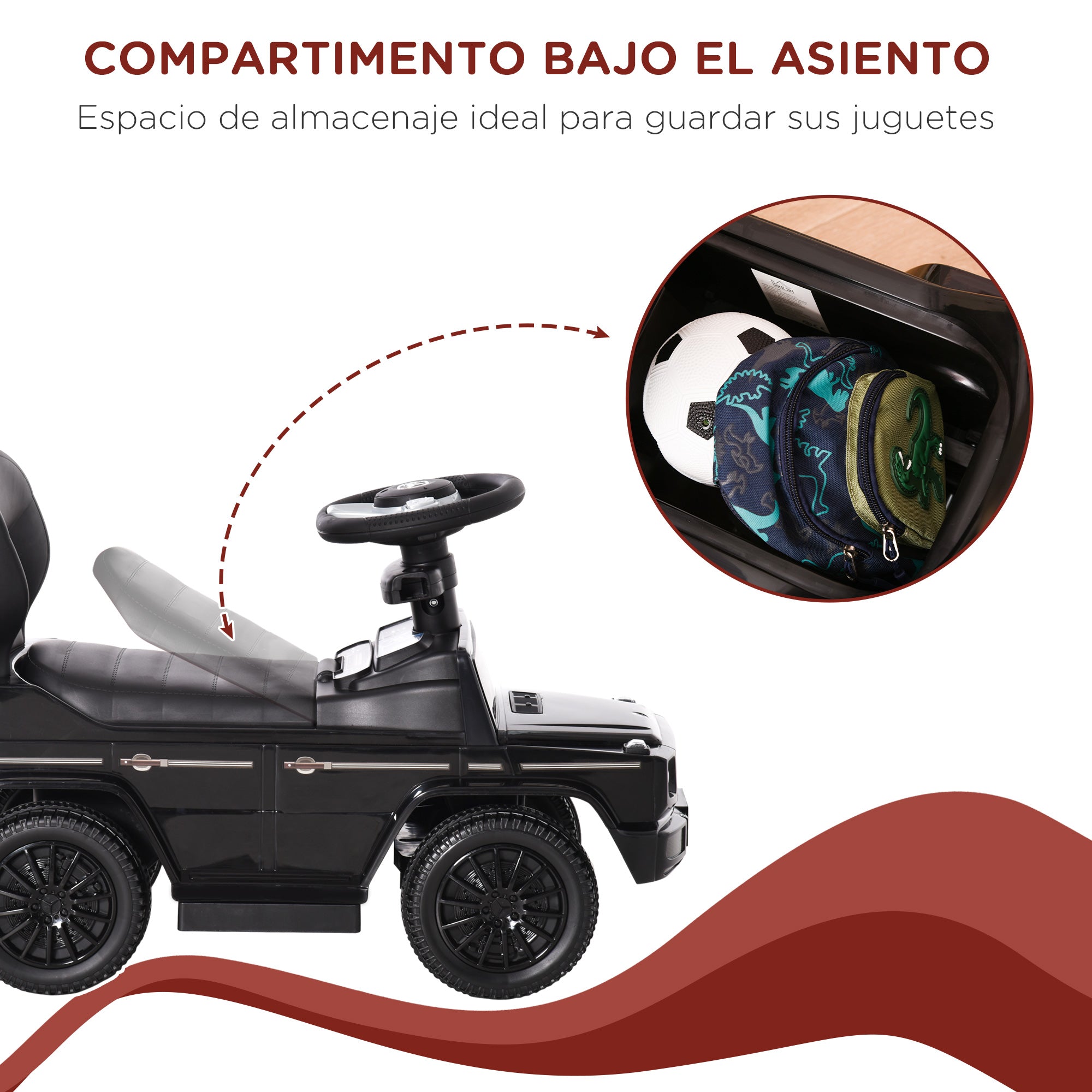 Ride-On Toy for Kids with Mercedes G350 License Ride-On Car for Kids 1-3 Years with Horn Removable Canopy and Guardrail Load 25 kg 85.5x40.5x95 cm Black