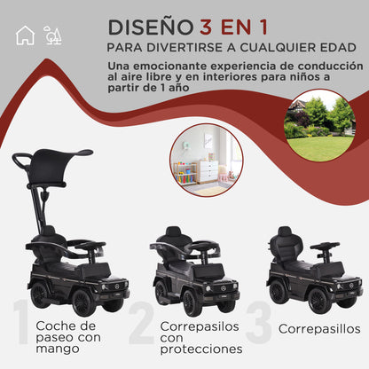 Ride-On Toy for Kids with Mercedes G350 License Ride-On Car for Kids 1-3 Years with Horn Removable Canopy and Guardrail Load 25 kg 85.5x40.5x95 cm Black