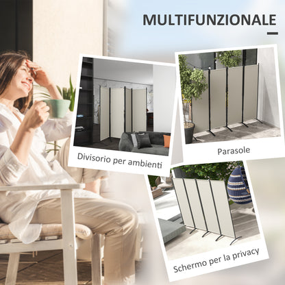 4-Panel Garden Divider, Foldable Indoor and Outdoor Separator, 221x50x172cm, Cream