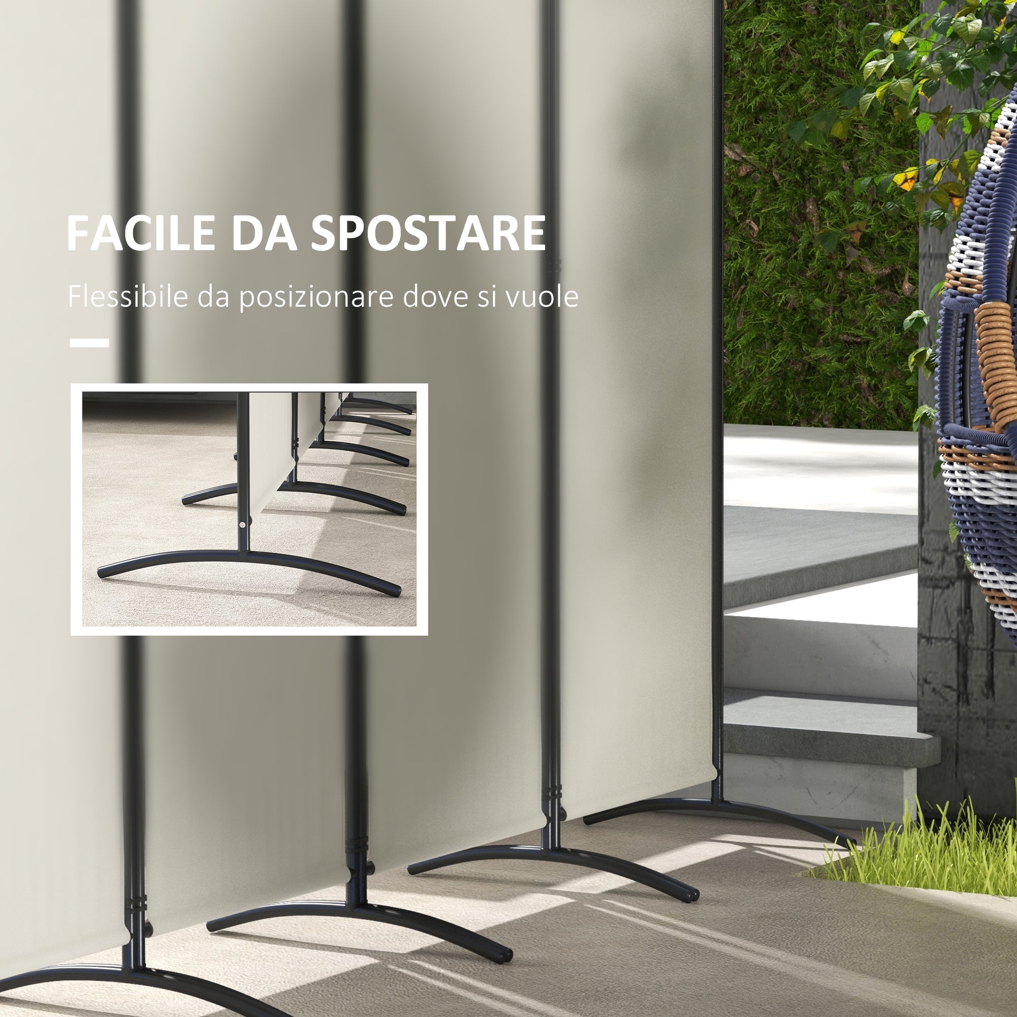 4-Panel Garden Divider, Foldable Indoor and Outdoor Separator, 221x50x172cm, Cream